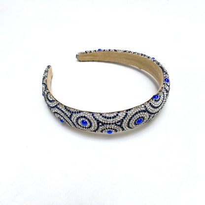 BALACA ESPIRAL DELGADA PERLA AZUL