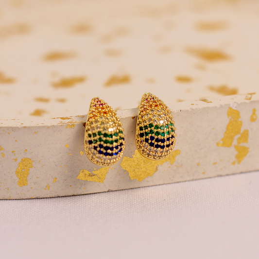 ARETES GOTA BRILLOS MULTICOLOR
