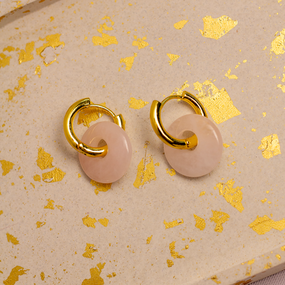 ARETES CUARZO ROSA
