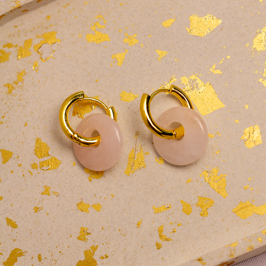 ARETES CUARZO ROSA