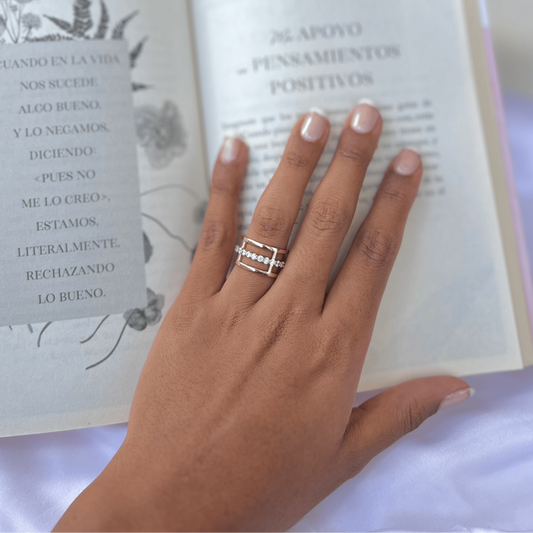 ANILLO ROSA ONDA BRILLANTE