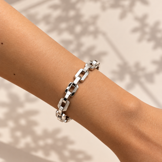 BRAZALETE ESLABON PLATEADO