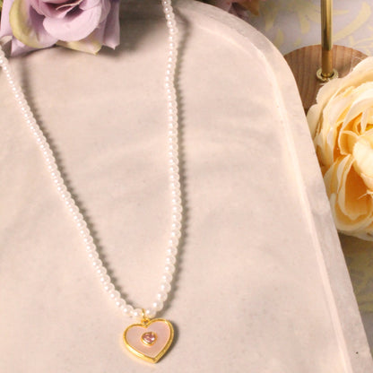 CADENA CORAZÓN PERLADO