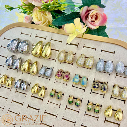 ARETES GOTA BRILLOS COLORES