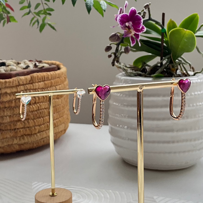 ARETES CORAZÓN DE CRISTAL
