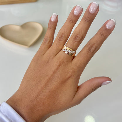 ANILLO HOJAS DE CRISTAL