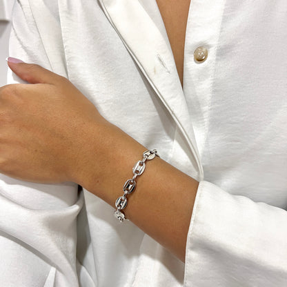 PULSERA BOTONES PLATEADA