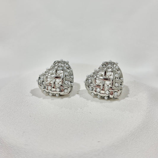 ARETES CORAZÓN REAL PLATEADO