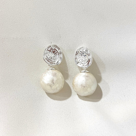 ARETES ATENEA PERLA PLATEADO