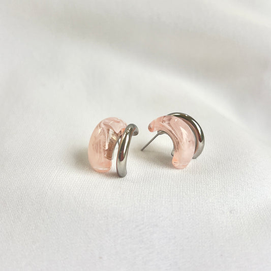 ARETES ROSA PLATEADO